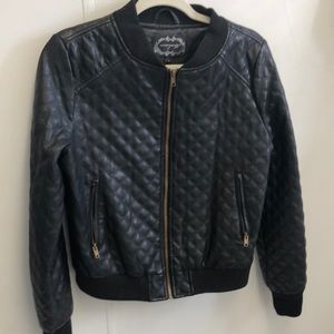 Faux leather Quilted bomber In excellent condition